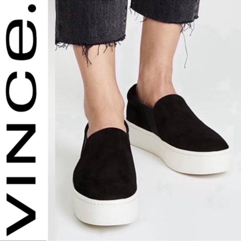 Vince Warren Platform Black Slip-on Sneakers 6.5 Excellent Condition